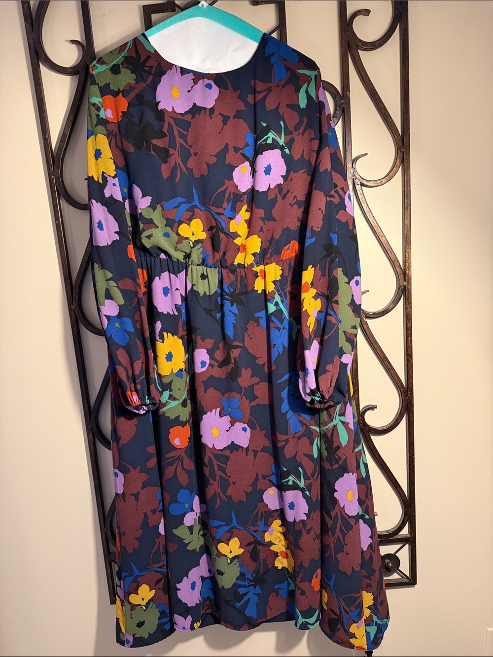 Halogen Black Floral Long-Sleeve Casual Dress